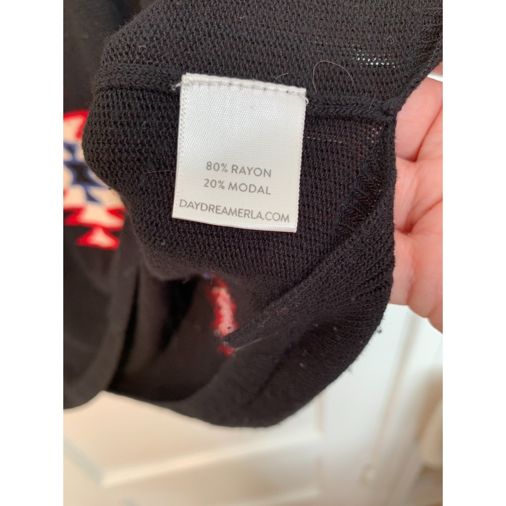 DAYDREAMER LA Southwestern Off Shoulder Knit Sweater‎ Black / Size M - Picture 8 of 15